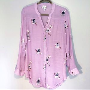 Fig & Flower Embroidered Button Down